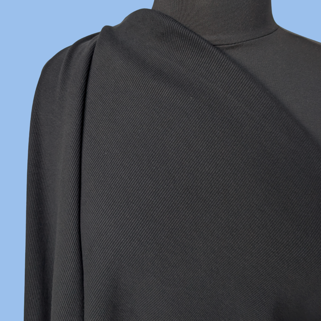 Heavy Cotton Spandex Rib Knit in Black