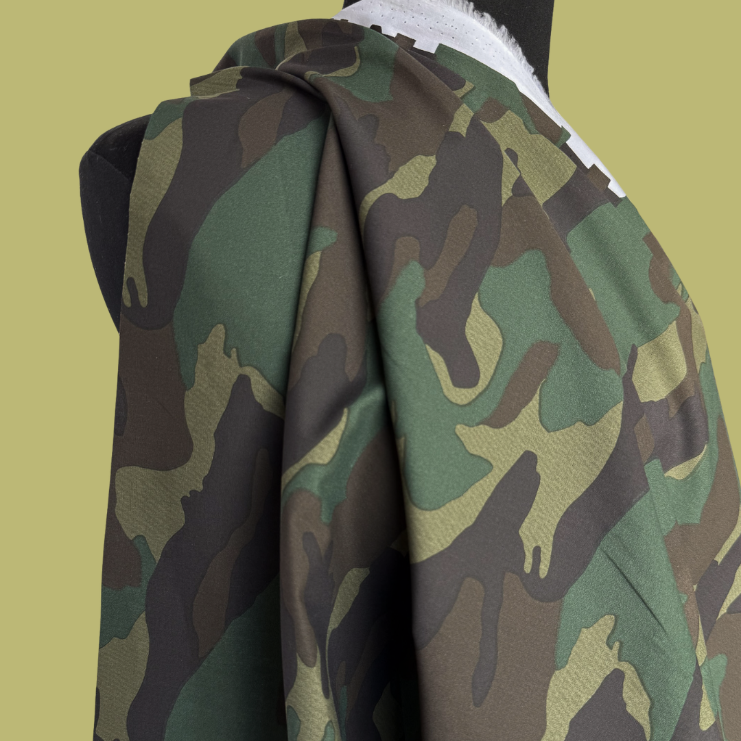 Crisp Cotton Poplin in Camo - Deadstock