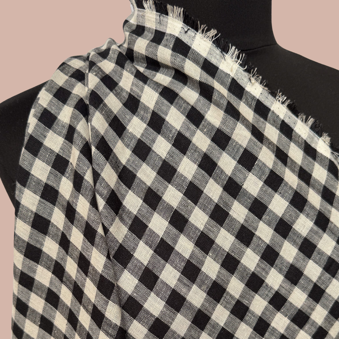 Medium Gingham Linen - Black
