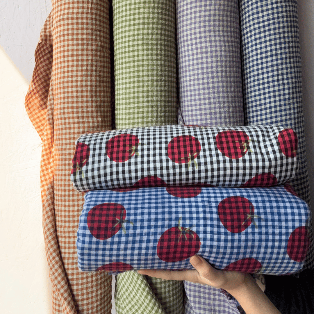 Countryside Gingham Linen - Olive Oil