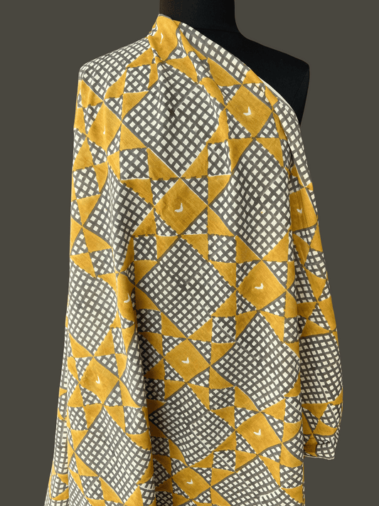 "Picnic" in Mustard - Exclusive Indian Block Print on Organic Cotton