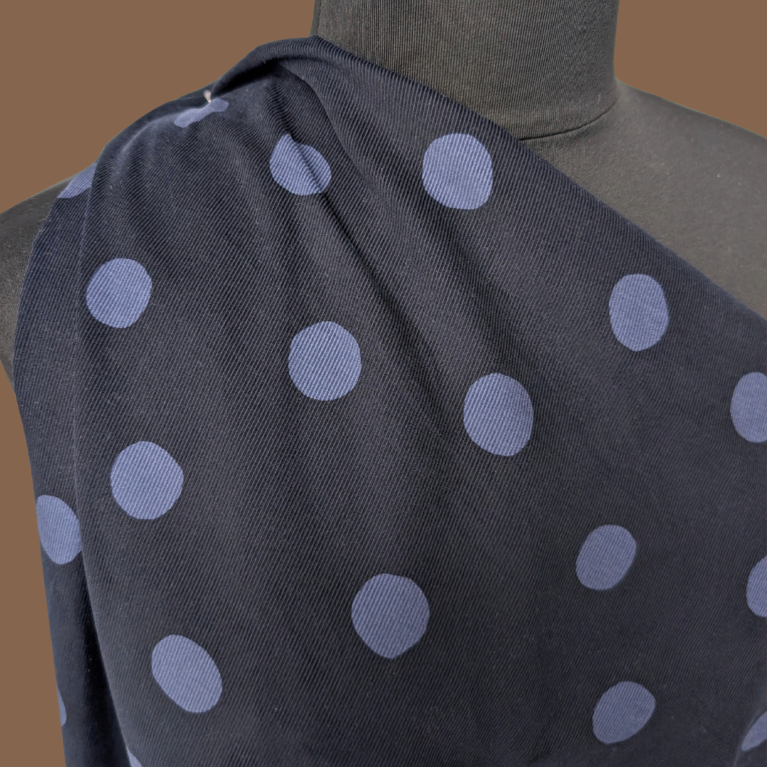 Big Polka Dot on Navy Midweight Corduroy