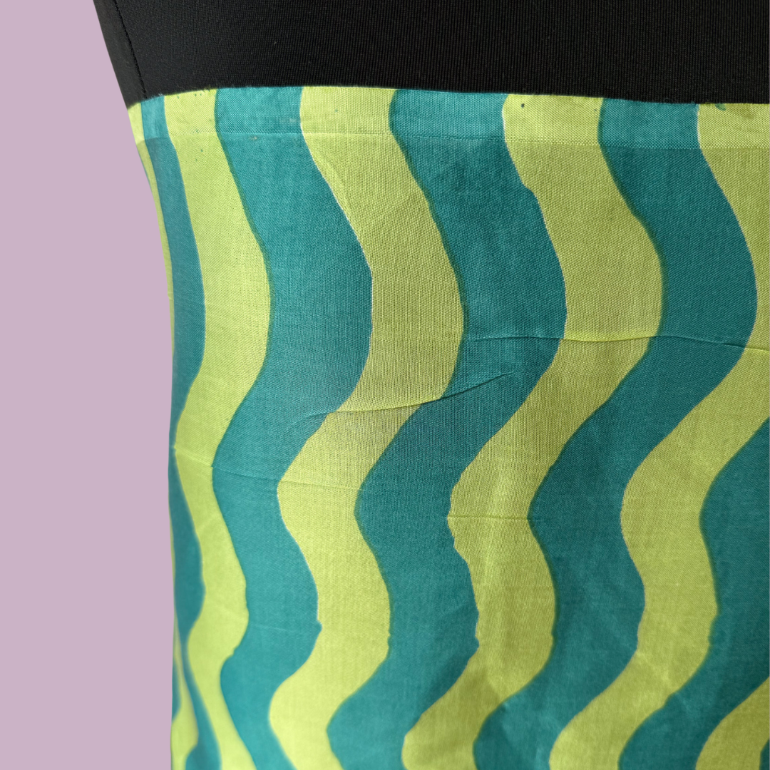 Heatwaves in Key Lime- Exclusive Block Print on Silk Modal