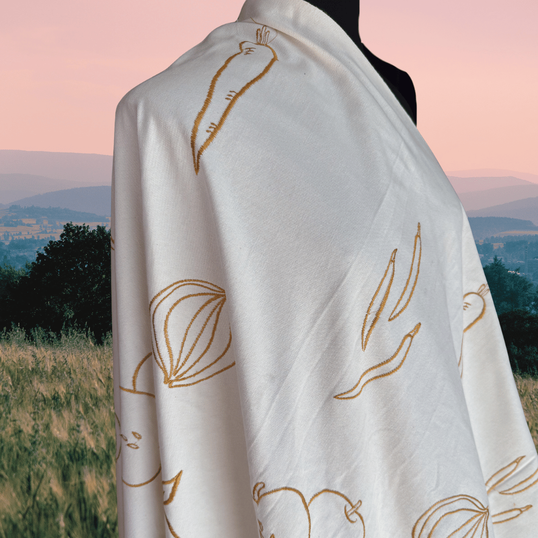 Wild Harvest in Natural - Custom Embroidery on Cotton Canvas