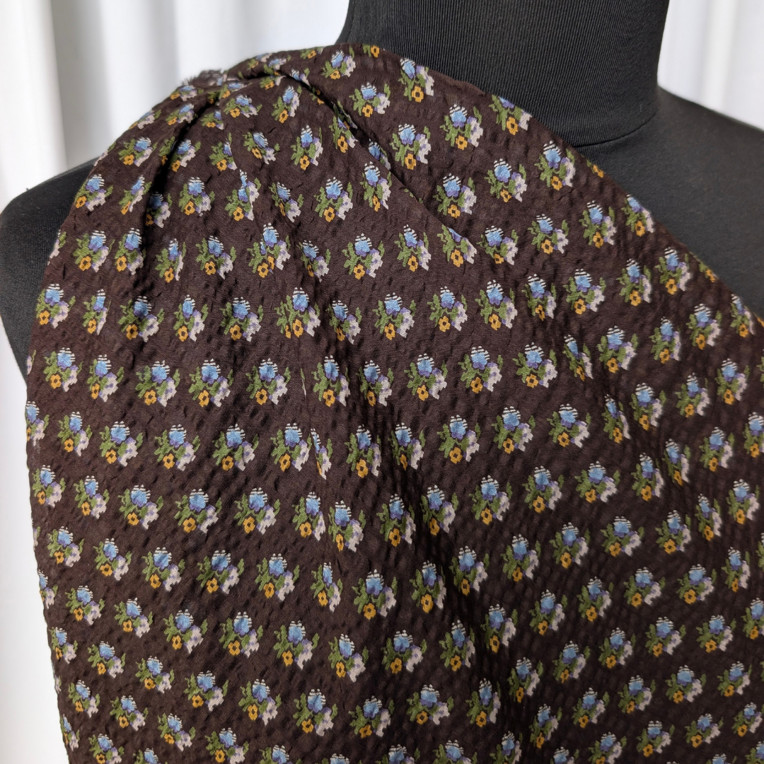 Moody Bouquets on Espresso Brown Cotton Lawn