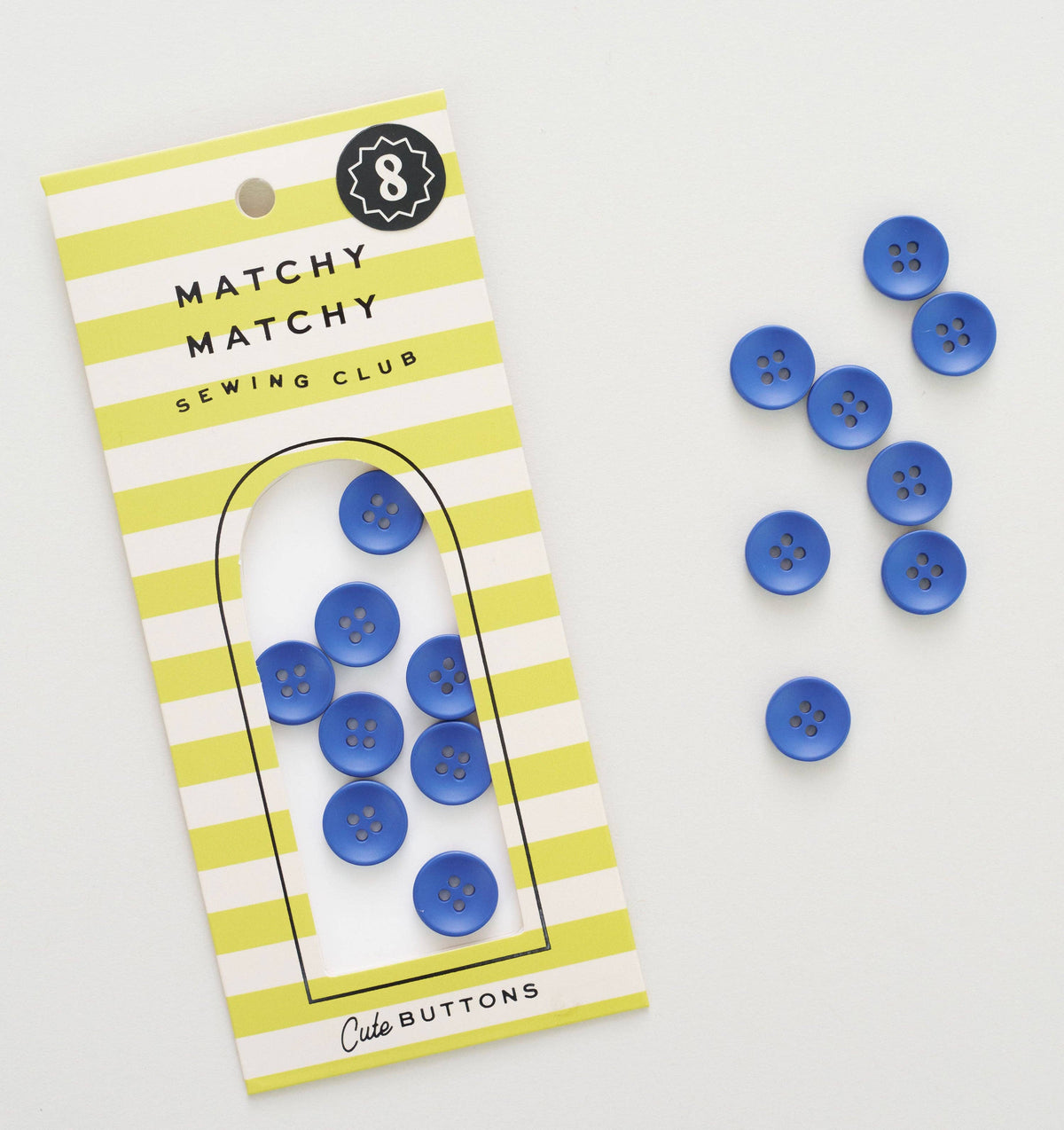 Cobalt Mini Retro Buttons: Set of 8