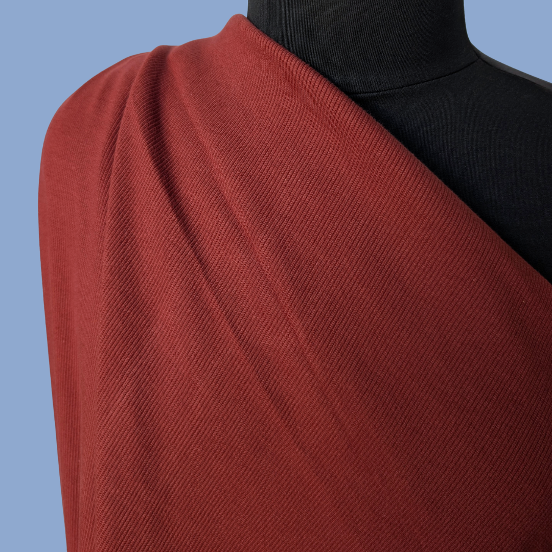 Heavy Cotton Spandex Rib Knit in Brick