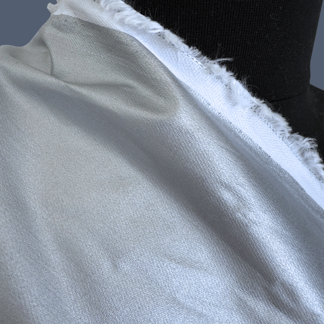 Metallic Silver Cotton Denim - Deadstock