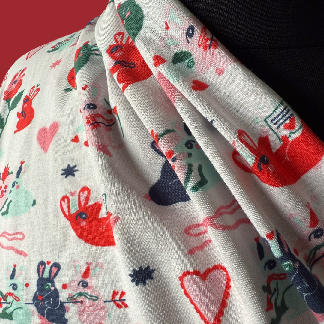 Bunnies in Love - Collab Print Run with So Lazo - Wide Cotton Jersey