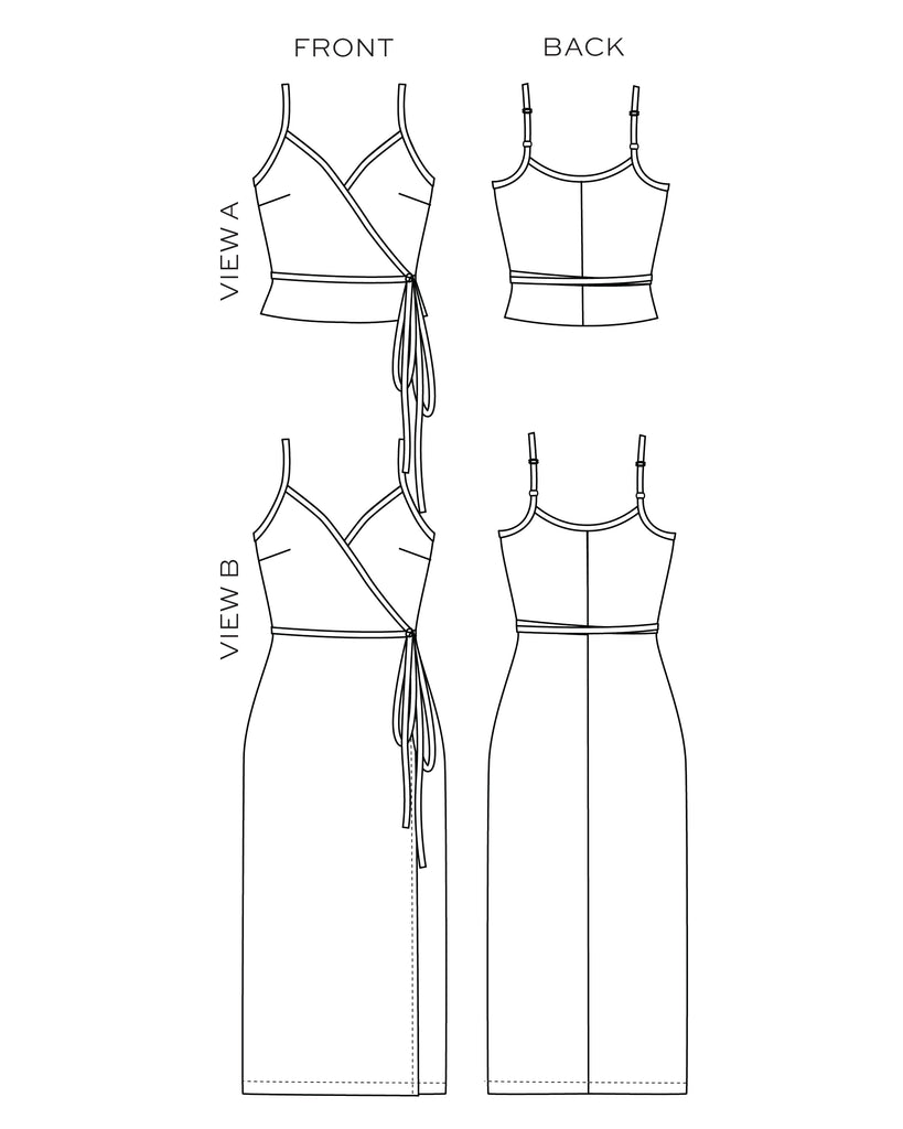 Calvin Wrap Dress / Top (Sizes 0-18) by True Bias