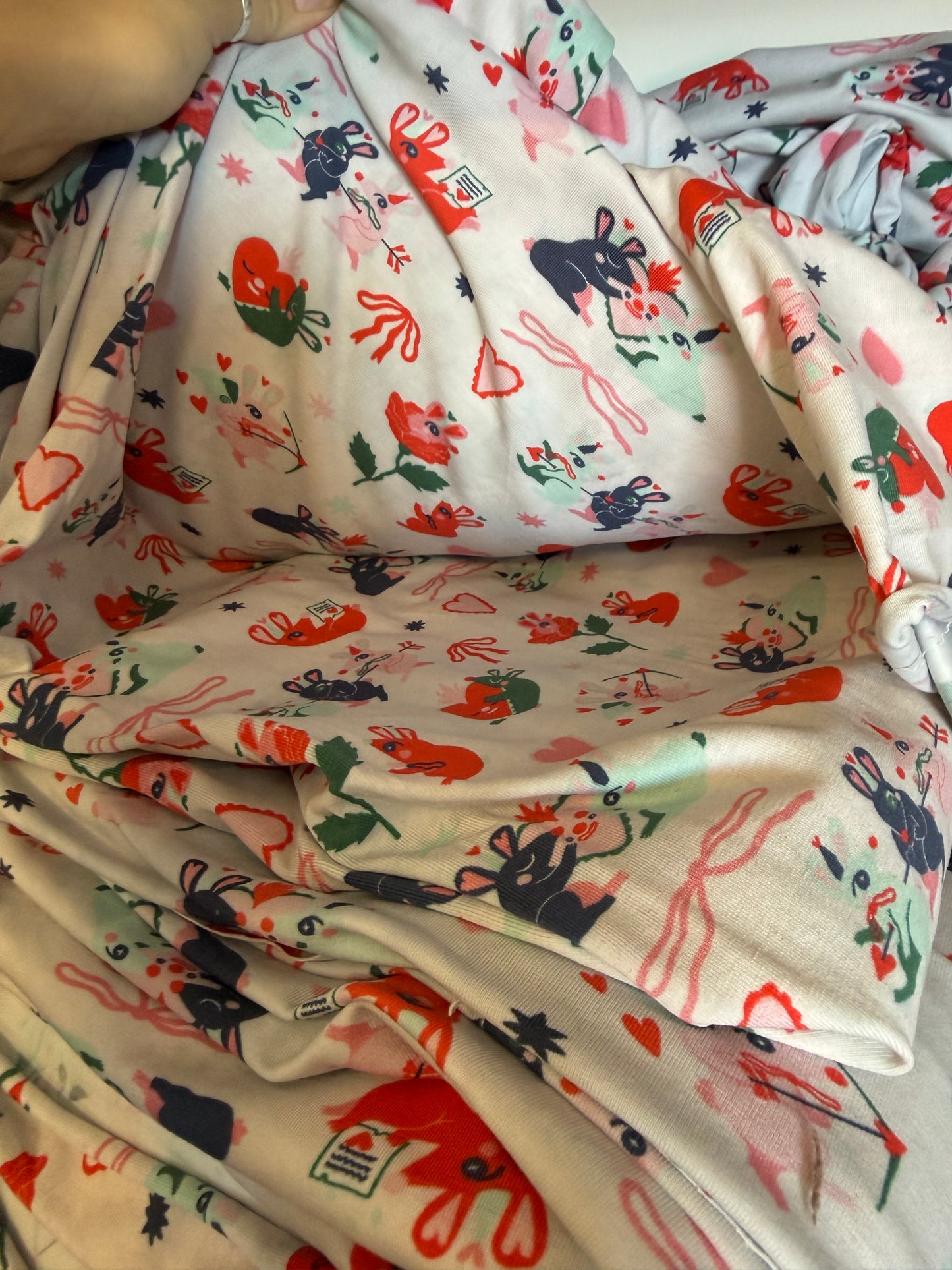 B-grade yardage* Bunnies in Love - Collab Print Run with So Lazo - Wide Cotton Jersey