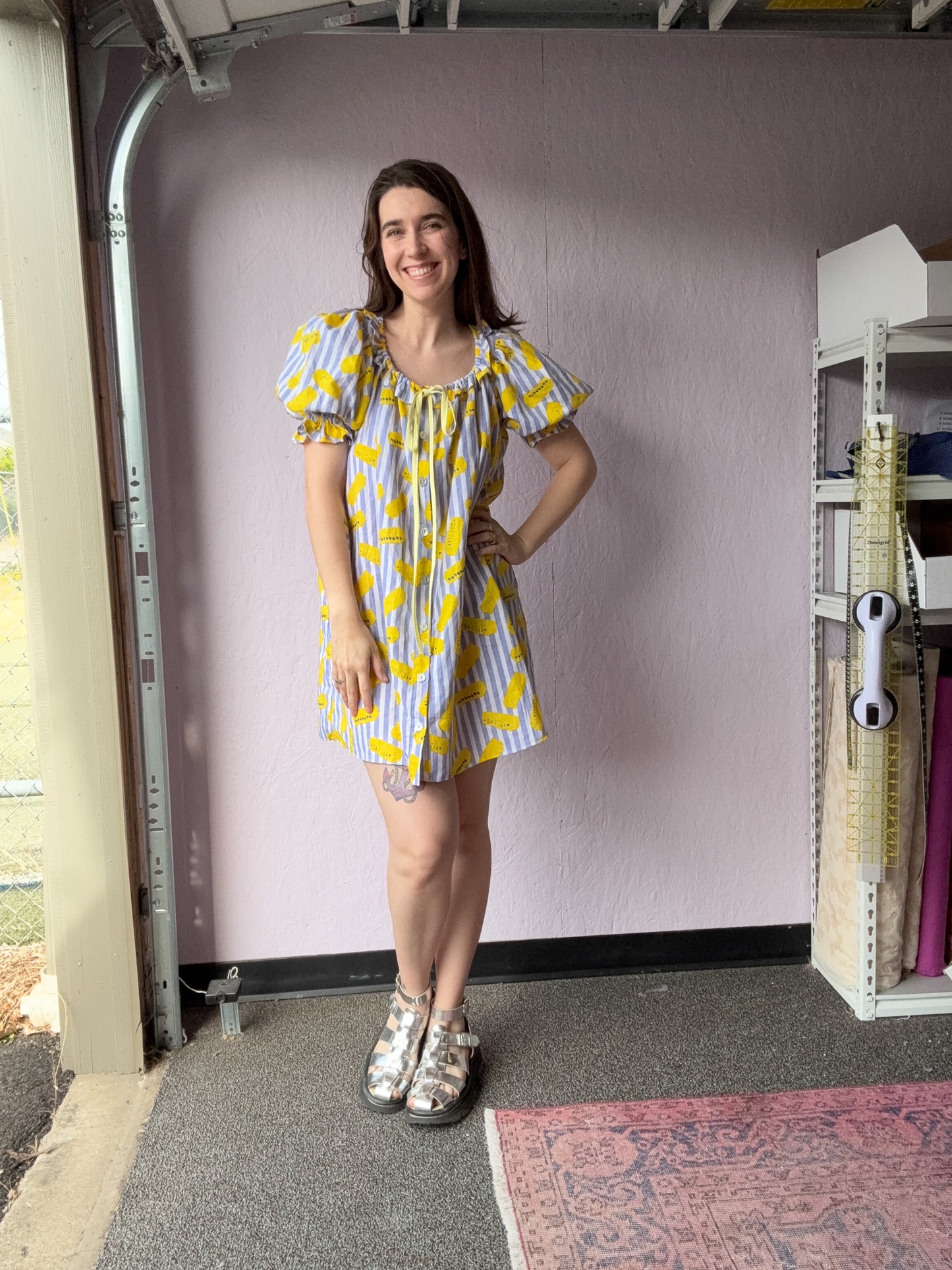 Butter in Blue / Buttercream - Exclusive Screen Print on Linen Cotton