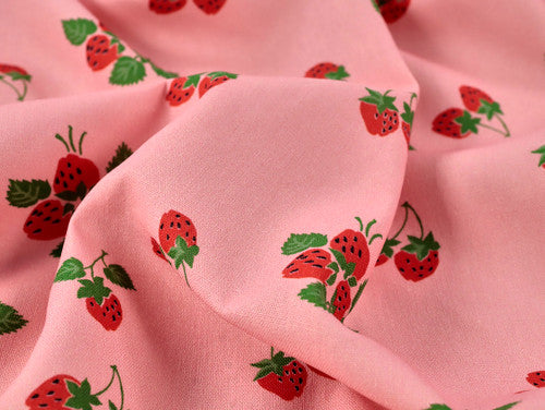 Pink Strawberry Fayre Viscose Linen
