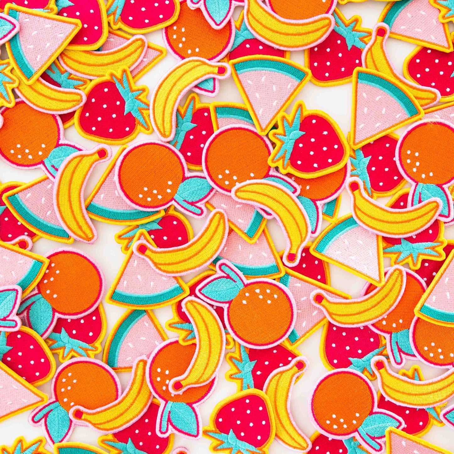 Summer Fruit Embroidered Patches - 4 Pack