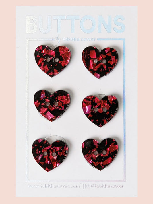 Red Confetti Heart Buttons (0.59 inch)