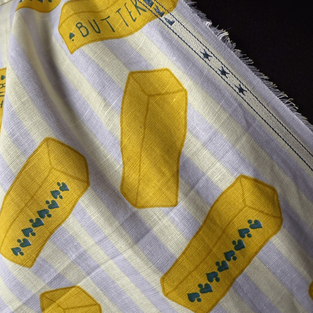 Butter in Blue / Buttercream - Exclusive Screen Print on Linen Cotton