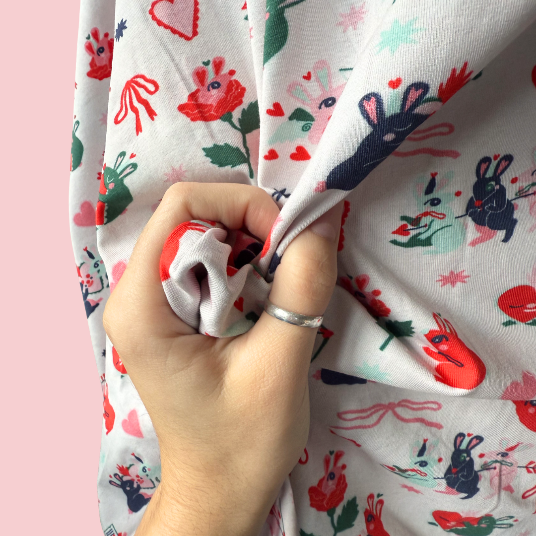 Bunnies in Love - Collab Print Run with So Lazo - Wide Cotton Jersey