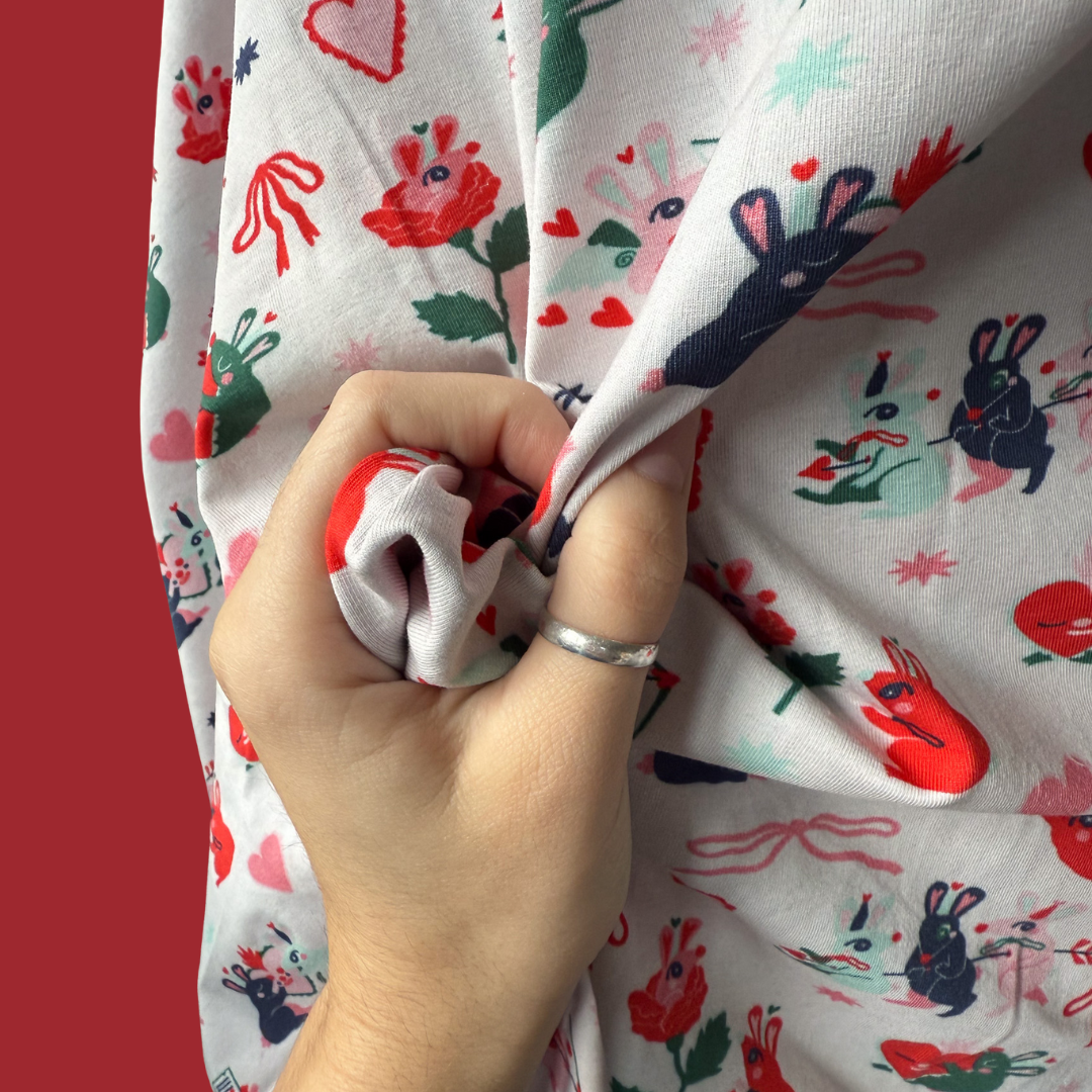 Bunnies in Love - Collab Print Run with So Lazo - Wide Cotton Jersey