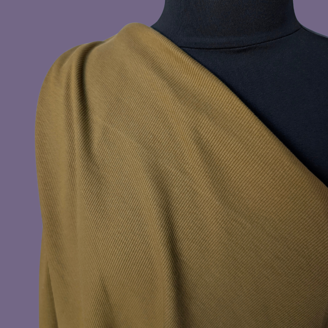 Heavy Cotton Spandex Rib Knit in Olive Khaki