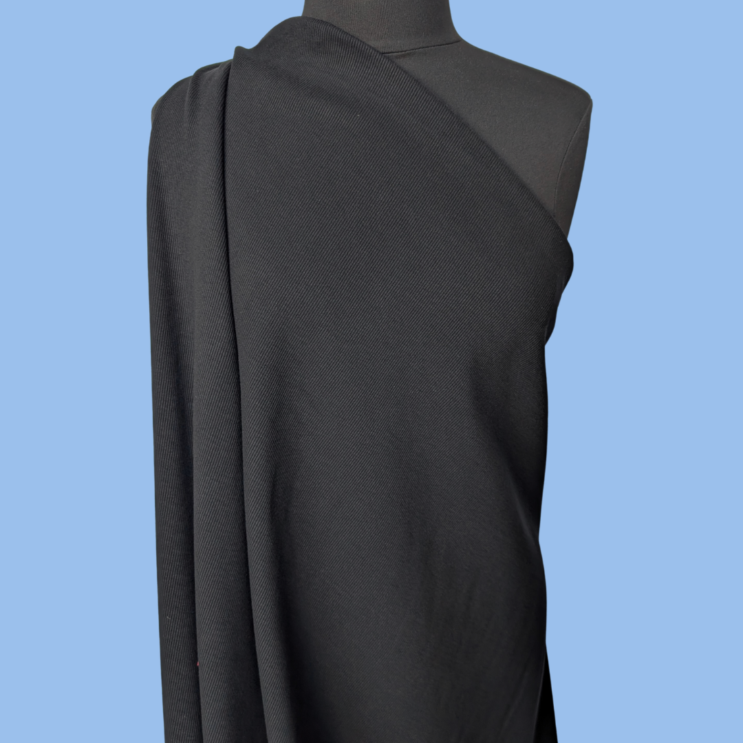 Heavy Cotton Spandex Rib Knit in Black
