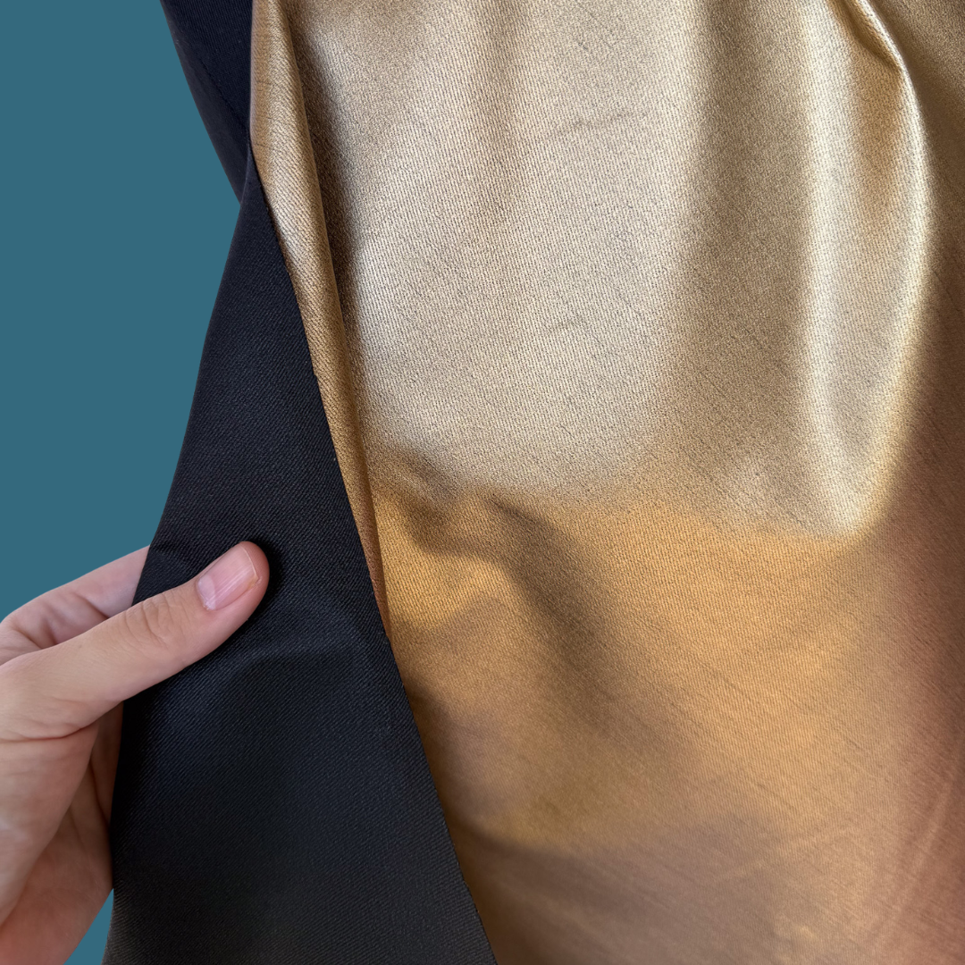 Bronze Metallic Stretch Cotton Denim - Deadstock