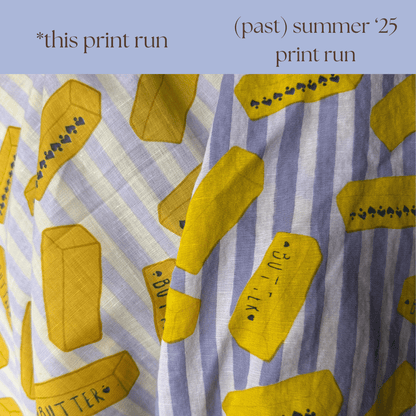 Butter in Blue / Buttercream - Exclusive Screen Print on Linen Cotton