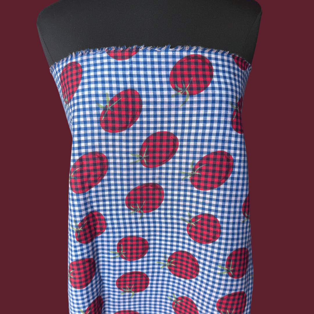 Gazpacho Gingham in True Blue - Exclusive Screen Print on Yarn Dyed Cotton