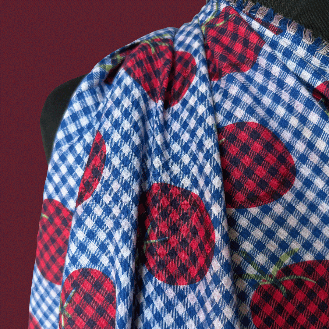 Gazpacho Gingham in True Blue - Exclusive Screen Print on Yarn Dyed Cotton