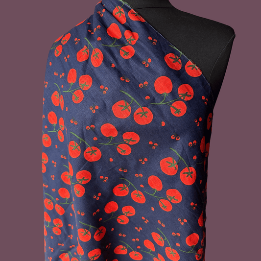 Pomodorino in Midnight Navy - Exclusive Screen Print on Linen Rayon