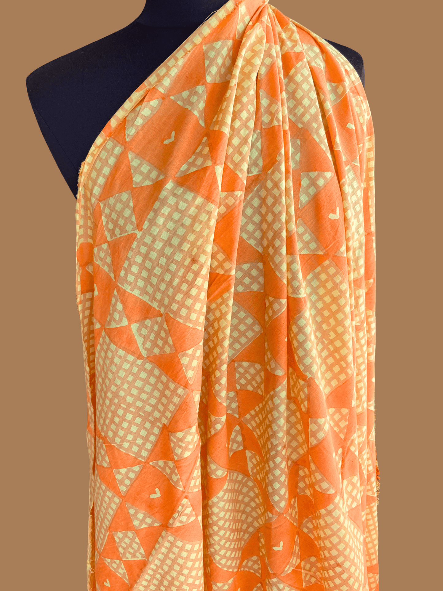 "Picnic" in Citrus - Exclusive Block Print on Organic Cotton