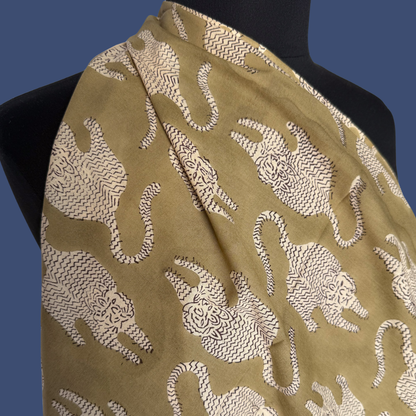 Khaki Tigers - Cotton Block Print