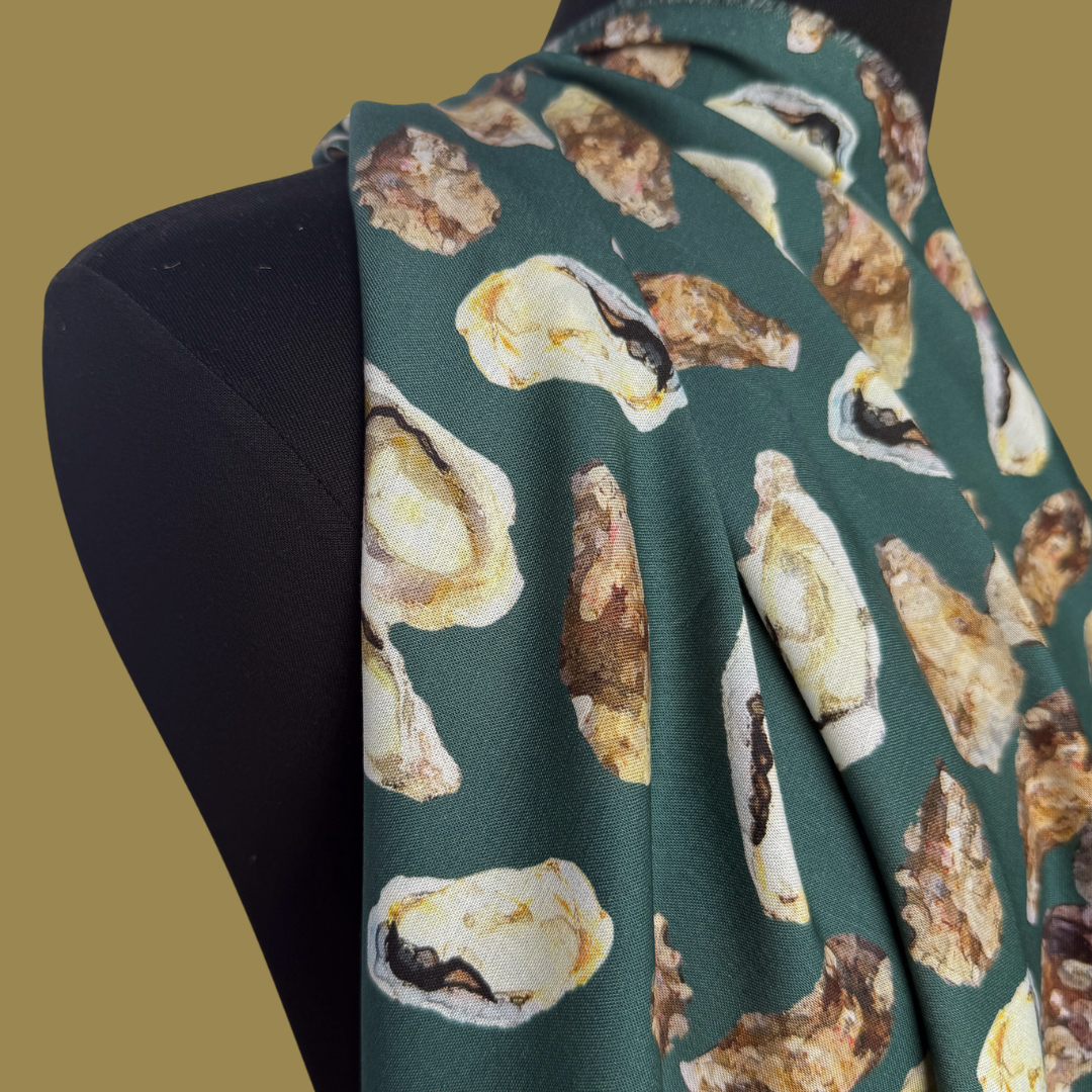 Oysters in Green - Japanese Cotton Shirting