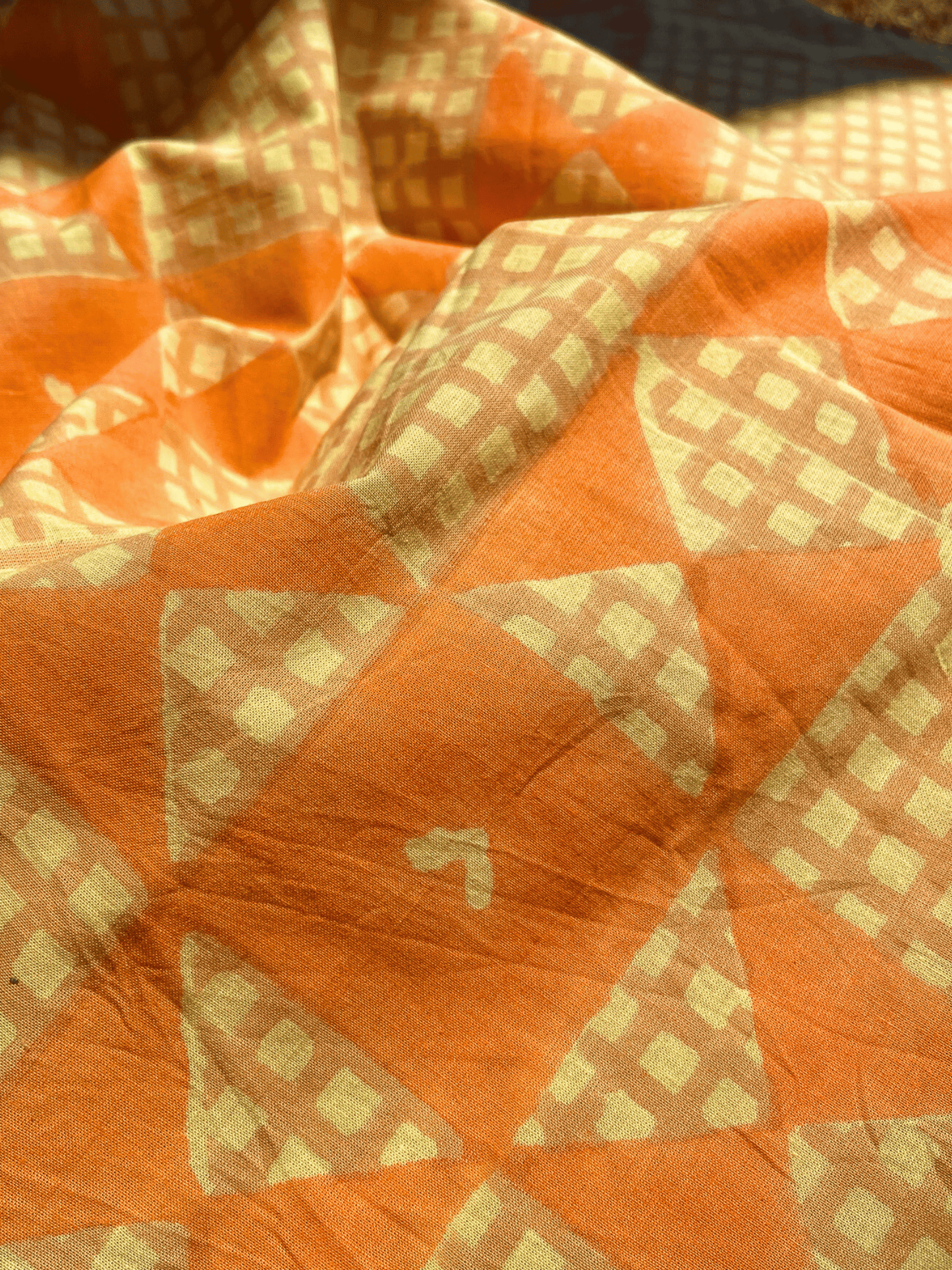 "Picnic" in Citrus - Exclusive Block Print on Organic Cotton