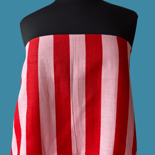 Wide Stripe in Cherry Circus - Custom Screen Print on Linen Cotton