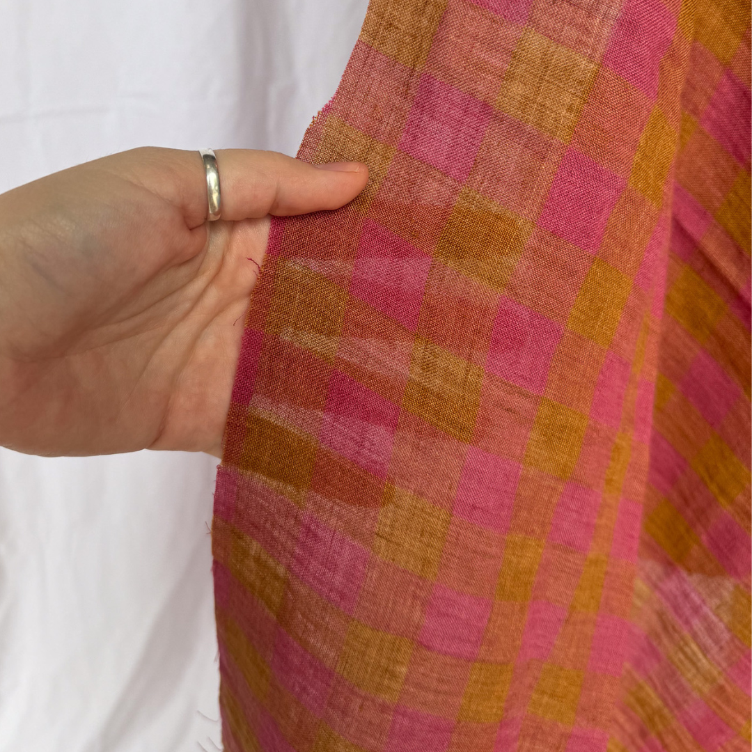 Luminous Linen - Gingham - Rhubarb