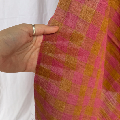Luminous Linen - Gingham - Rhubarb