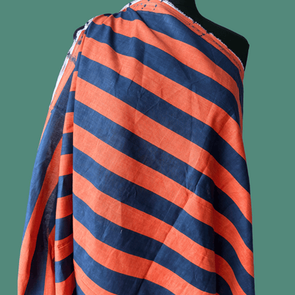 Wide Stripe in Tangerine - Custom Screen Print on Linen Cotton