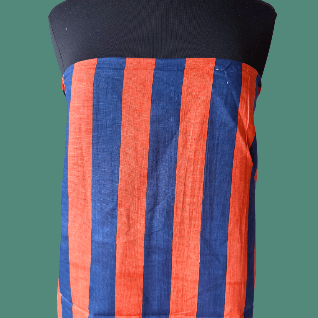 Wide Stripe in Tangerine - Custom Screen Print on Linen Cotton