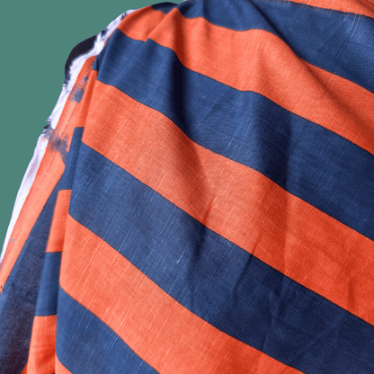 Wide Stripe in Tangerine - Custom Screen Print on Linen Cotton