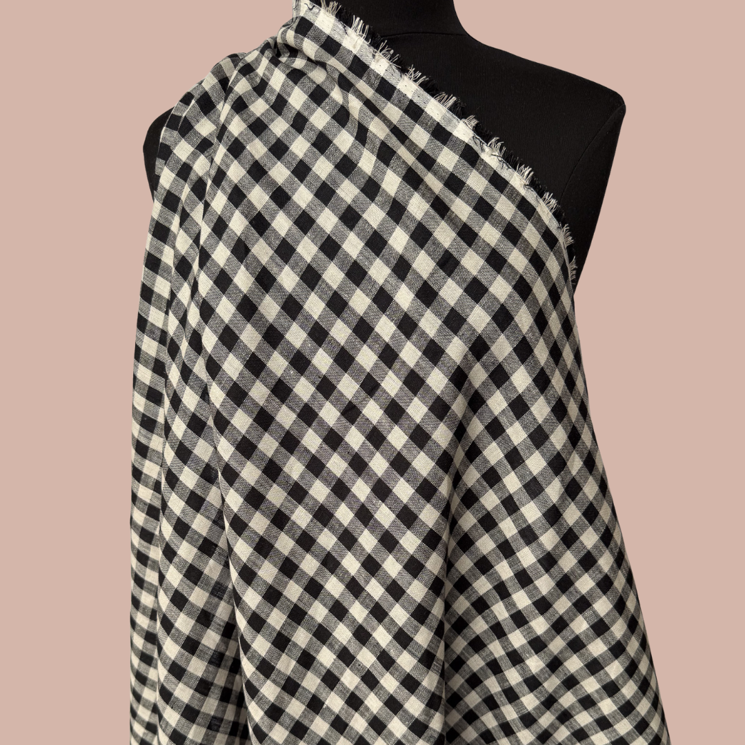 Medium Gingham Linen - Black