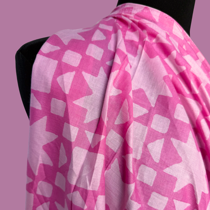 North Star in Hot Pink - Mud Resist Print on Organic Cotton