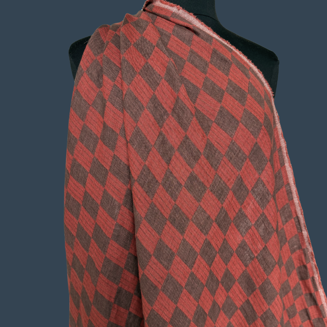 Checker Double Cloth Linen in Brick