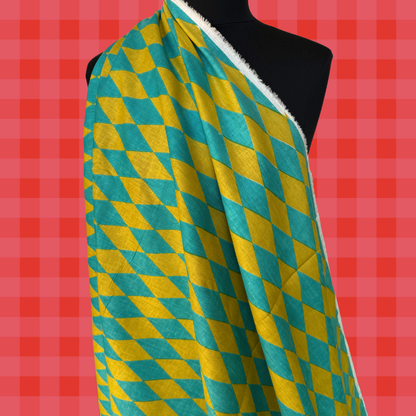 Harlequin in Pistachio Party by Kristy Kay - Linen Rayon