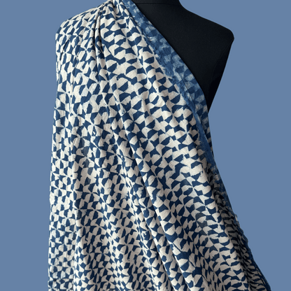 Six Point Star in Indigo -  Indian Block Print on Organic Cotton