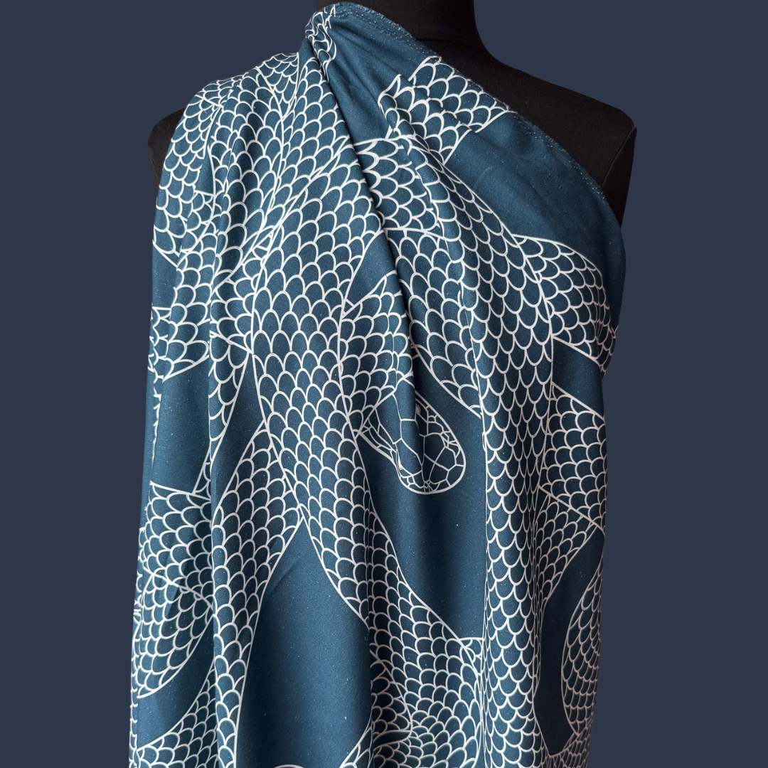 Low Stock - Snake in Moody Blue - Exclusive Print - Linen Cotton Blend