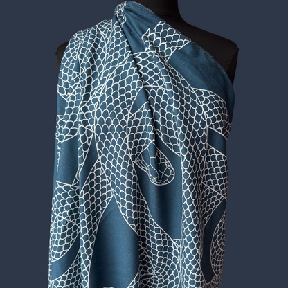 Low Stock - Snake in Moody Blue - Exclusive Print - Linen Cotton Blend