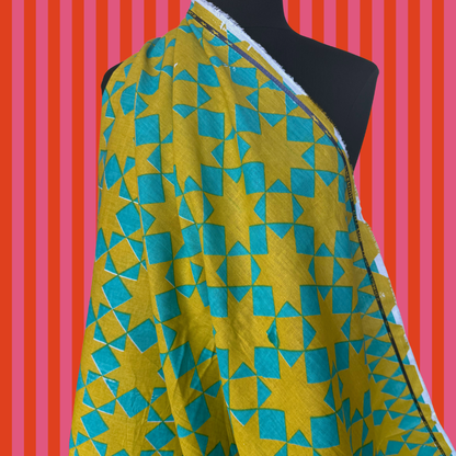 Patchwork Star in Pistachio Party by Kristy Kay - Linen Cotton