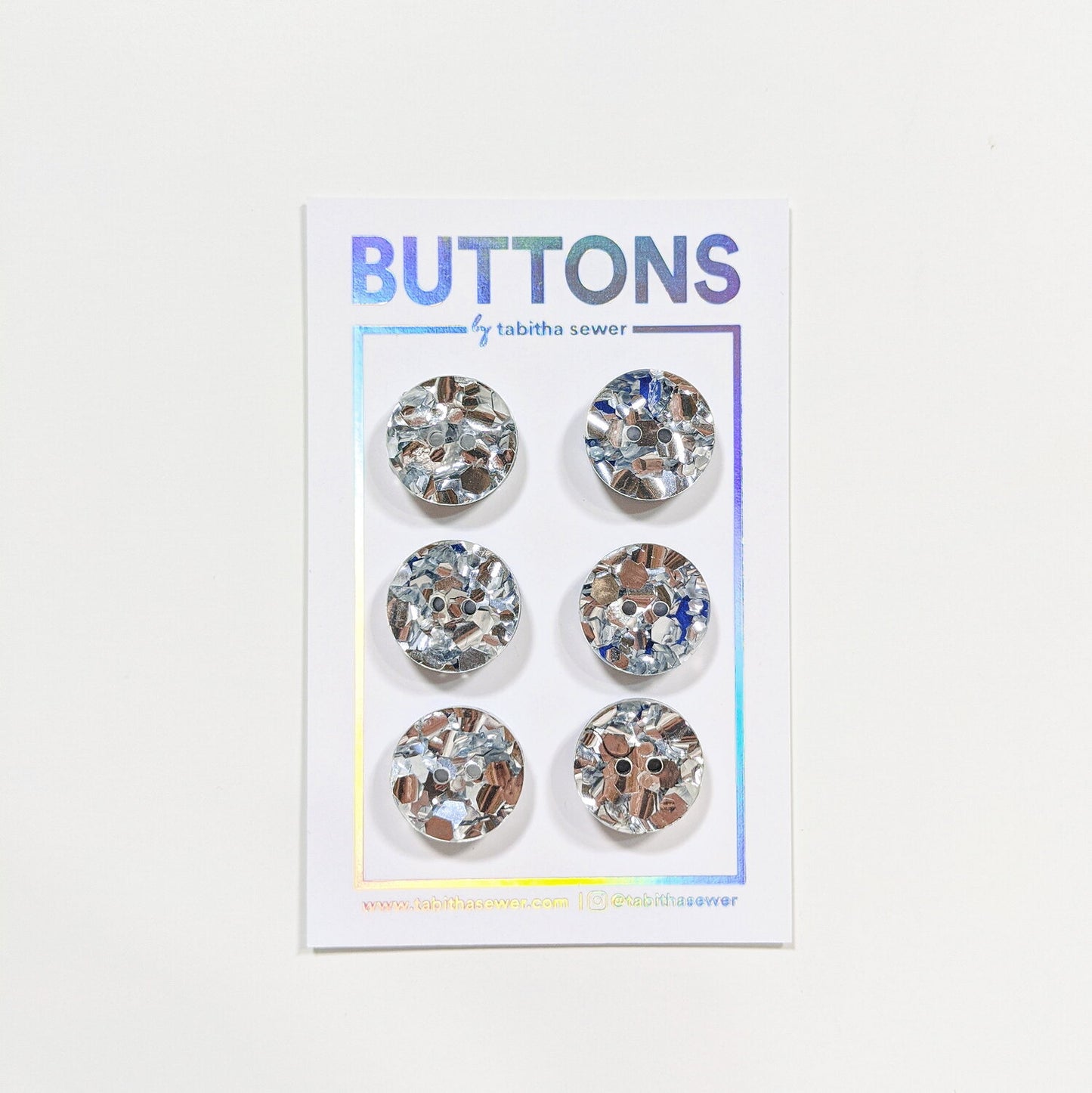 Silver Glitter Confetti Classic Circle Buttons (0.59")
