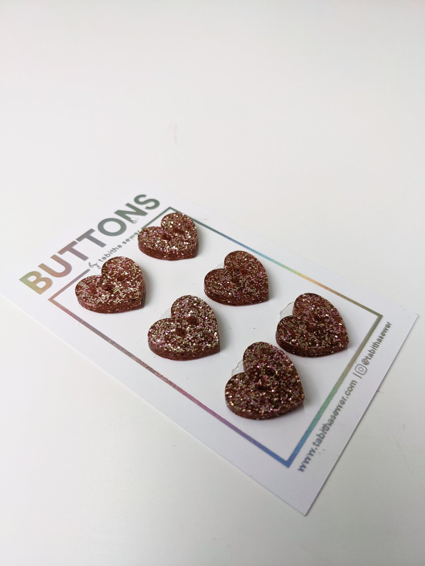 Rose Gold Sparkle Heart Buttons (0.59 inch)