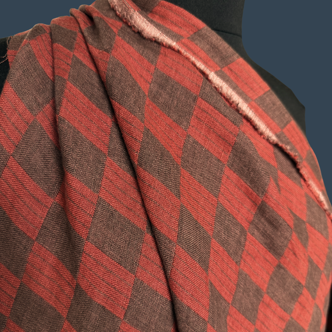 Checker Double Cloth Linen in Brick
